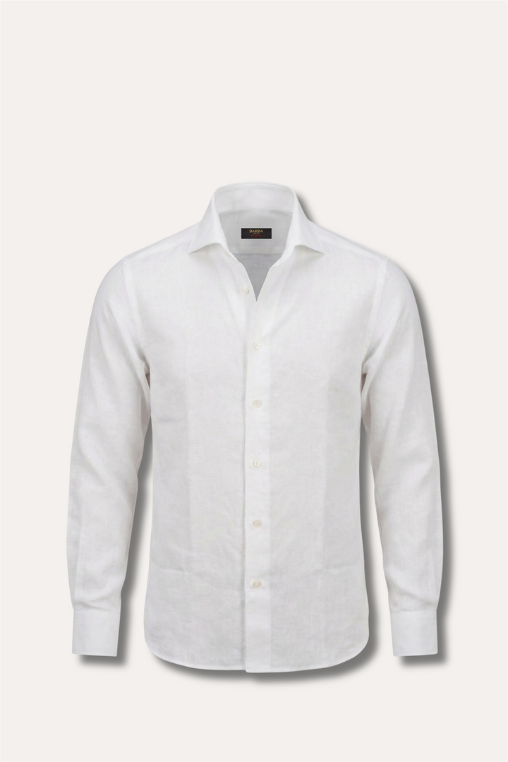 Culto Cotton/Linen Camp Collar Shirt White