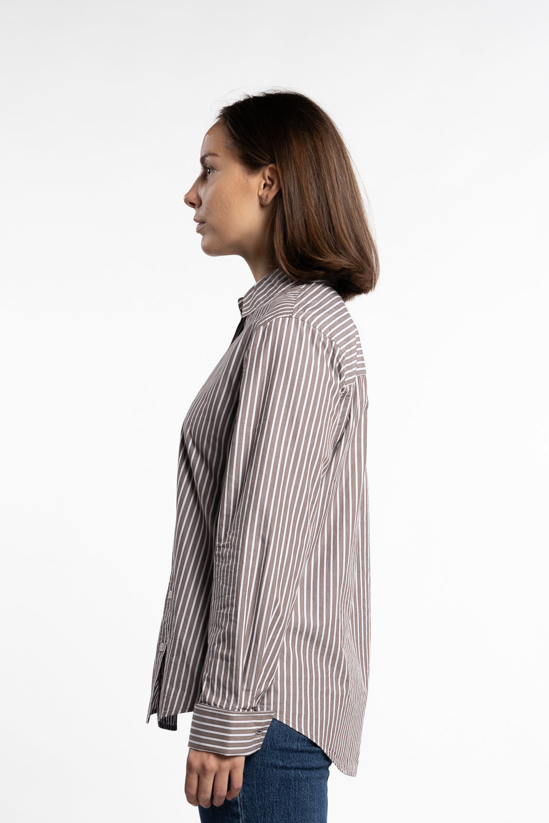 Fritila Shirt- Dark Taupe Stripe