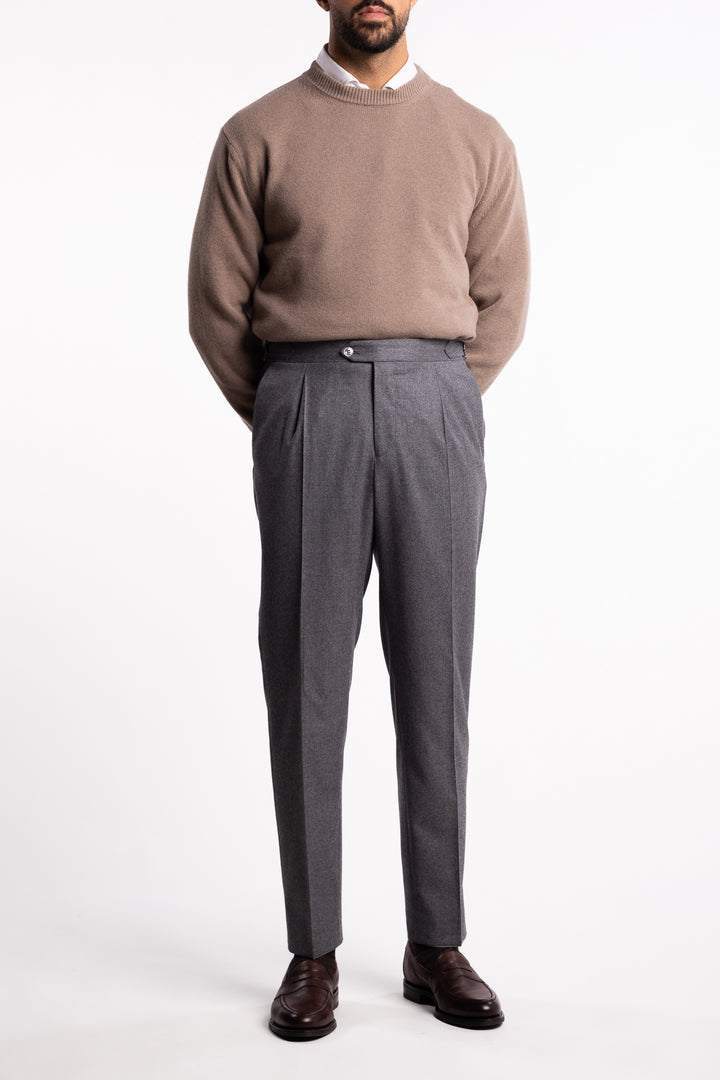 Prato Flannel Trousers Grey Melange