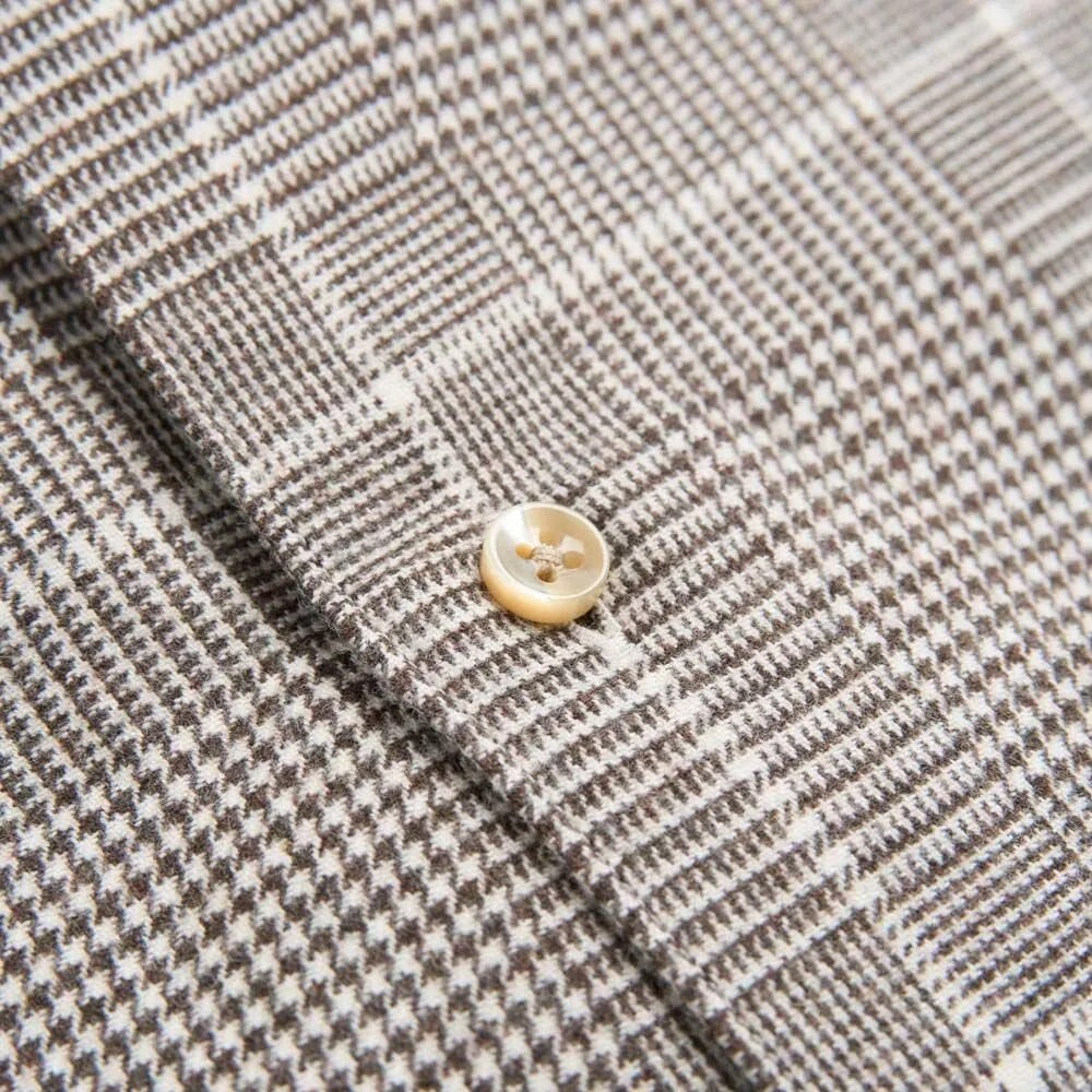 Slimline Flannel Shirt Brown Houndstooth Check