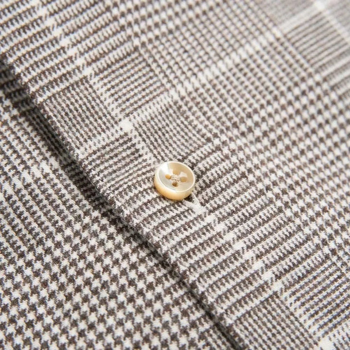 Slimline Flannel Shirt Brown Houndstooth Check