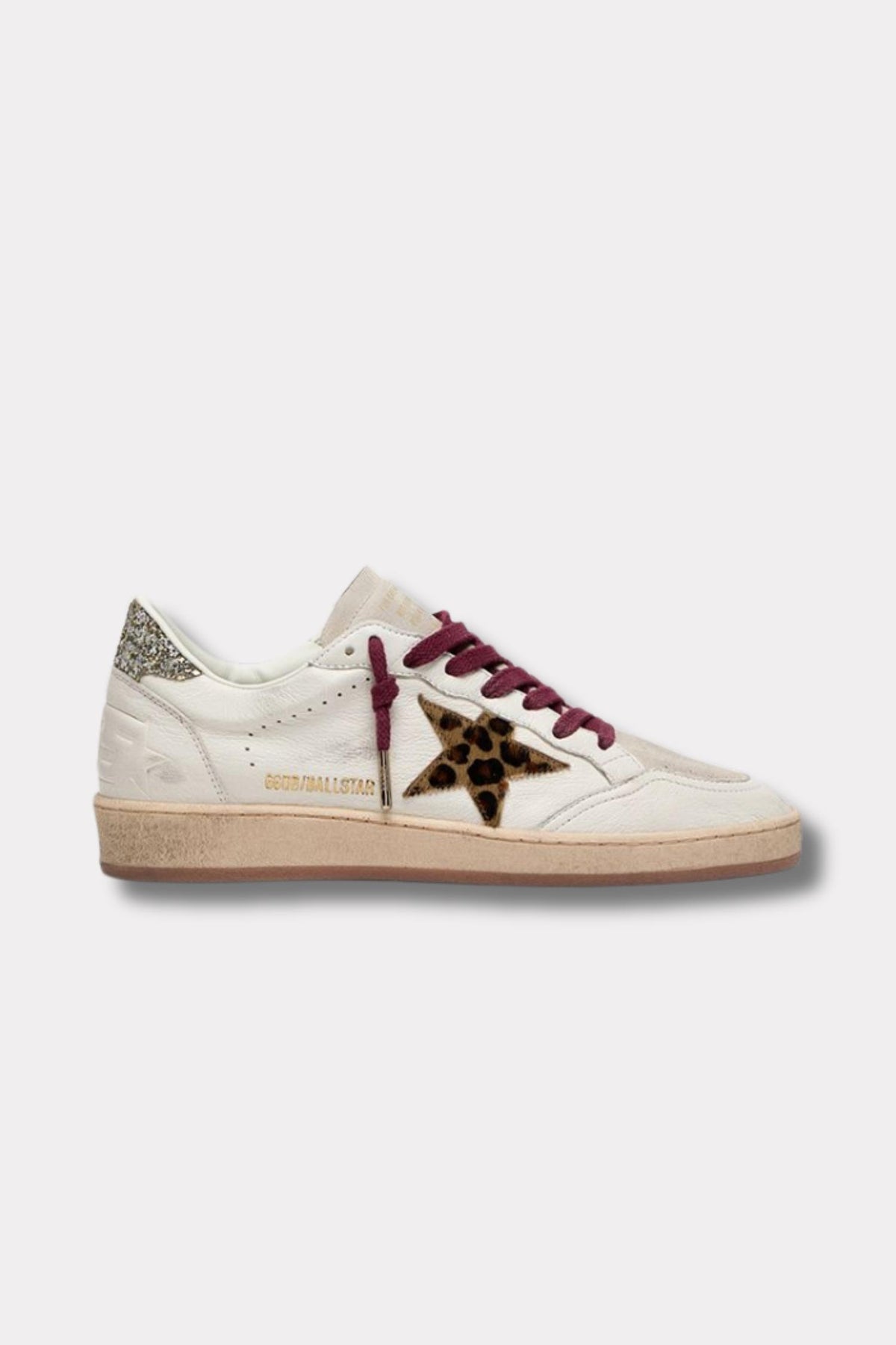 Ballstar Nappa Upper Toe and Spur Suede Tongue Horsy Star Glitter Heel- White/Grey/Horsy/Platinum