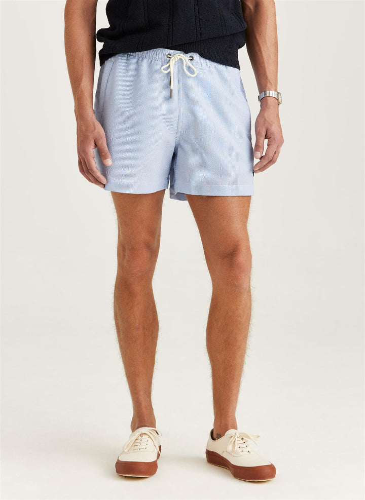 Morris Seersucker Bathing Trunks Lt Blue