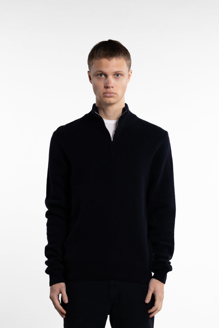 Karl Half-Zip Lambswool Knit Navy