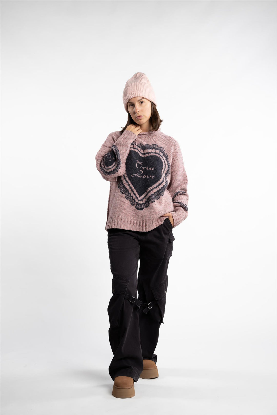 Printed Wool Blend Jumper- Faded Pink