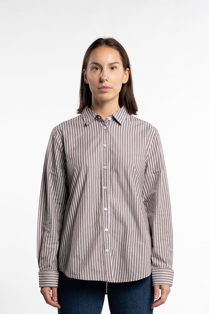 Fritila Shirt- Dark Taupe Stripe