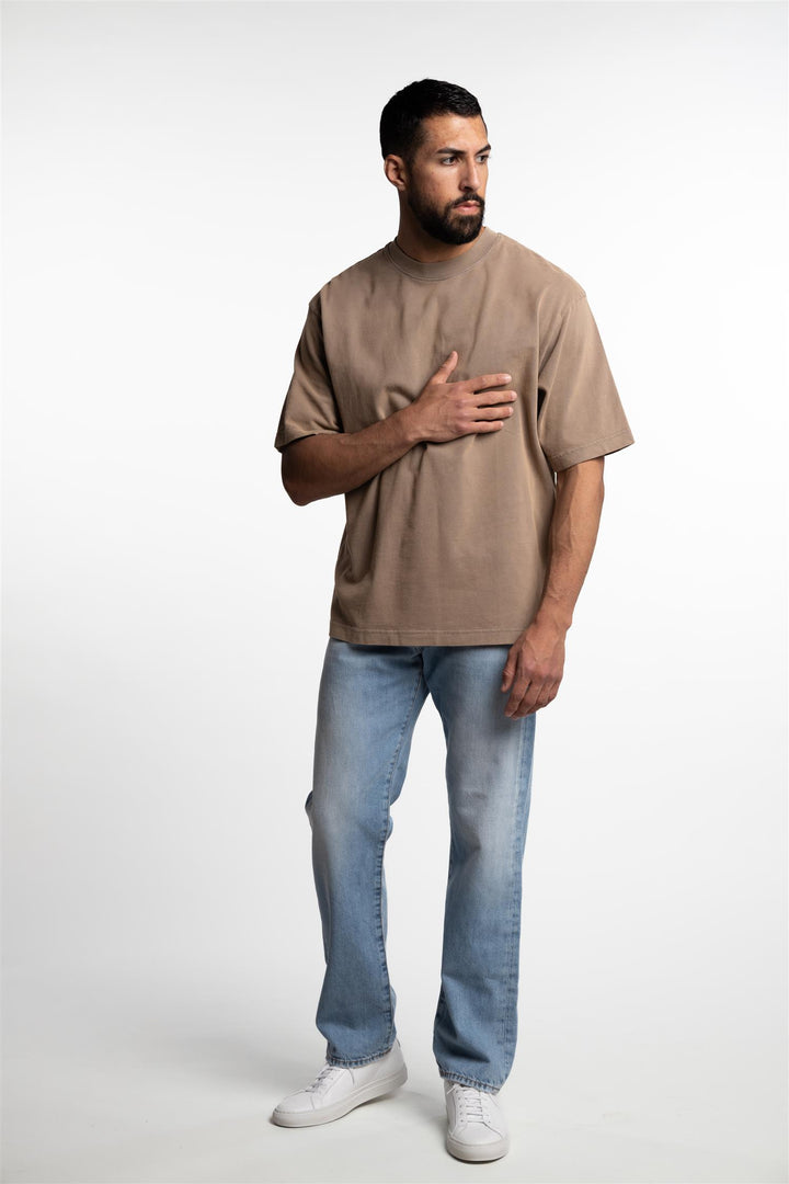 Crew Neck T-Shirt Taupe Brown