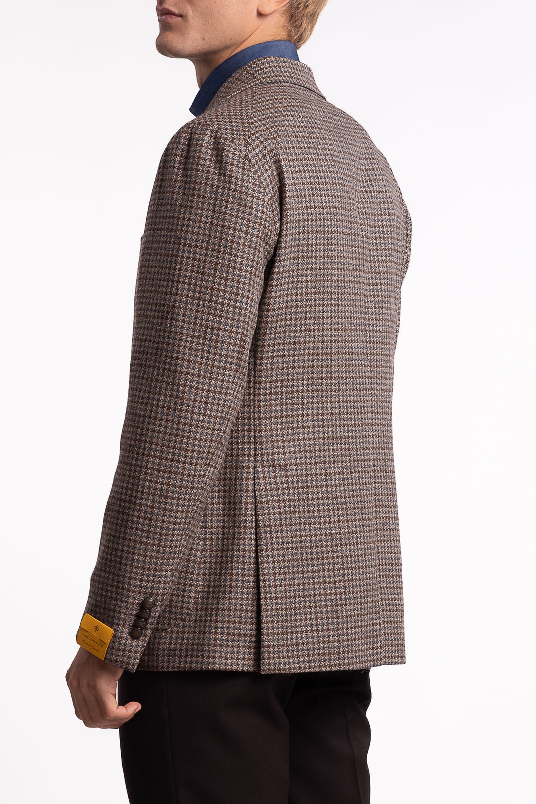 Virgin Wool/Cashmere Slim Fit Blazer Brown Houndstooth