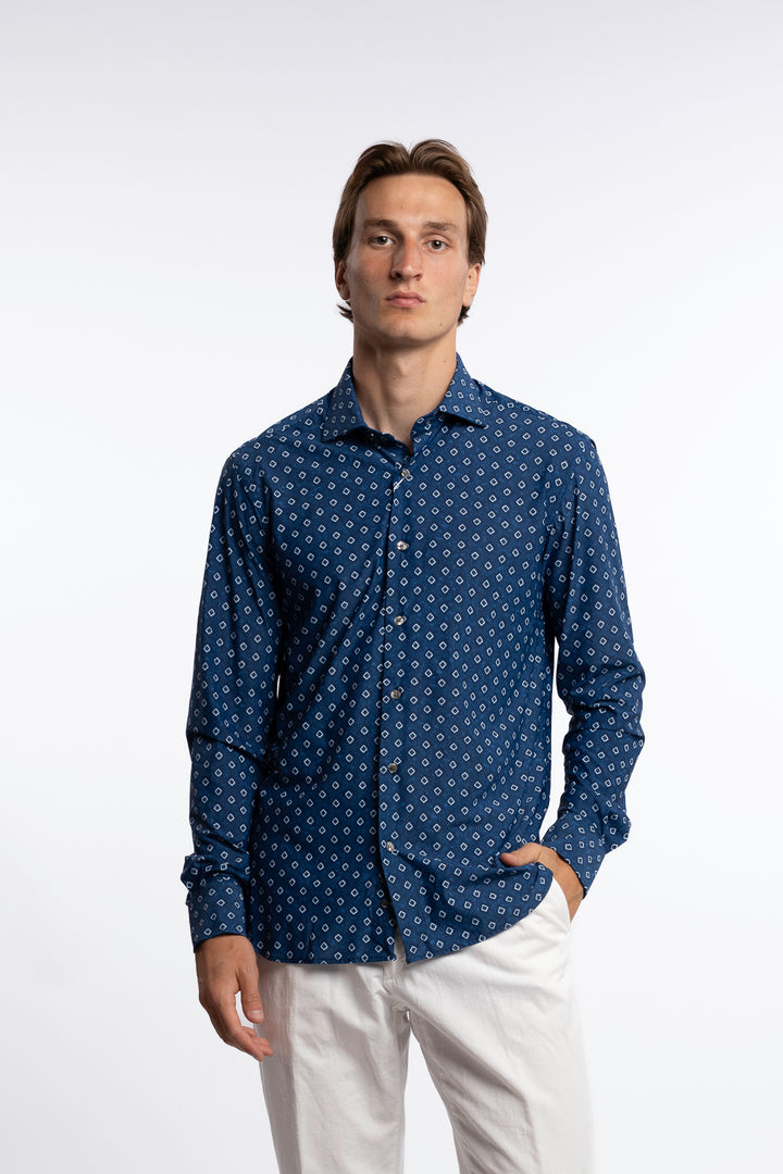 Active Stretch Shirt Checkered Blue