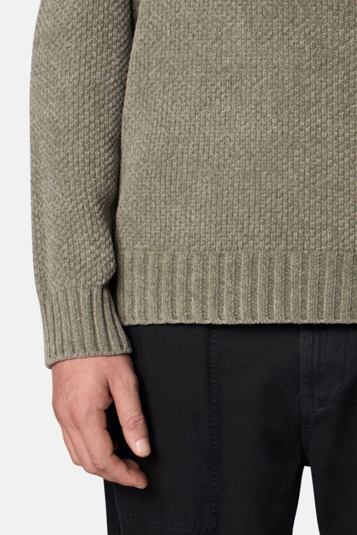 5100005 Mock Neck Jumper With Ribbed Trims Sage Green