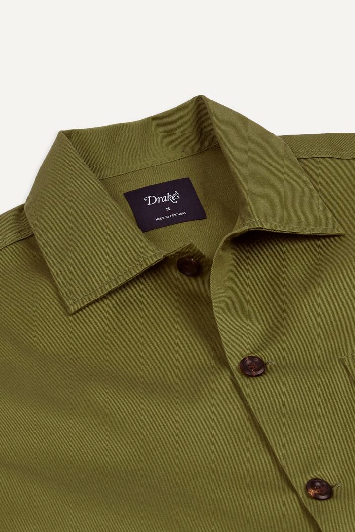 Cotton Twill Three-Pocket Overshirt Green