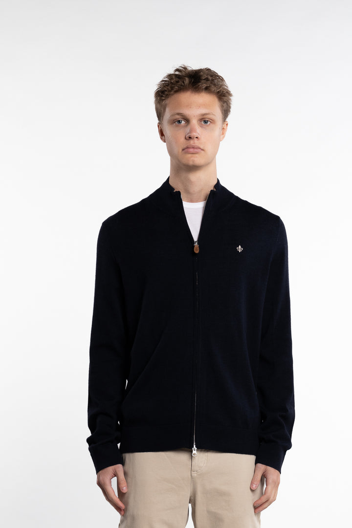 Merino Full-Zip Cardigan Navy