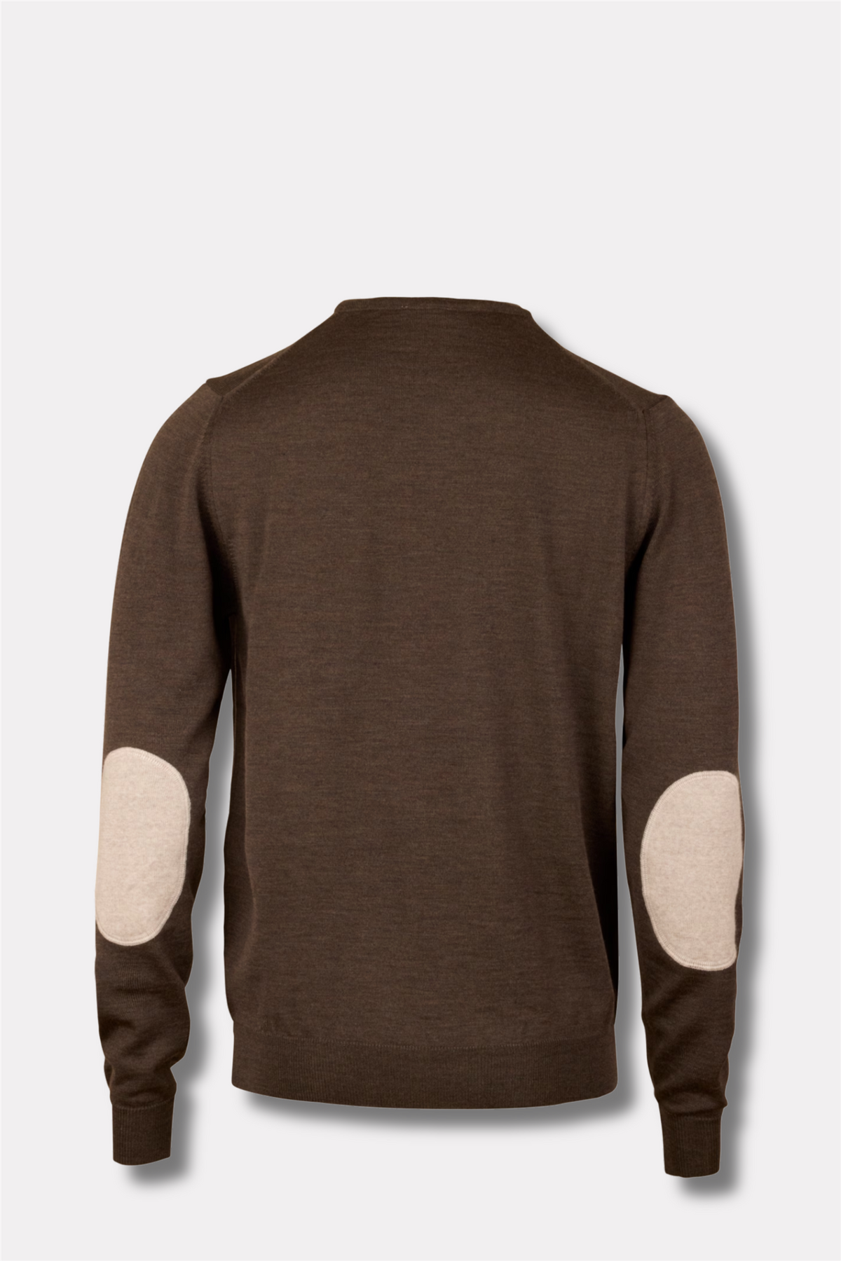 Merino Wool Crew Neck Elbow Patch Dark Brown