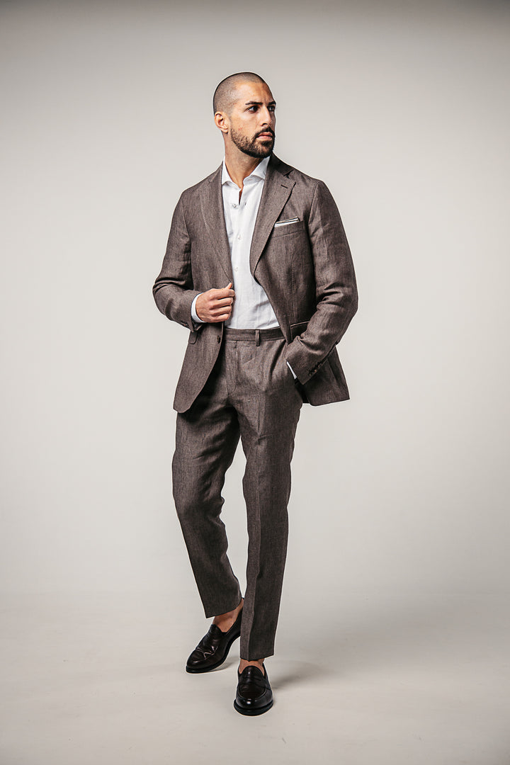 Ferry Regular Fit Soft Linen Blazer Dusk Brown