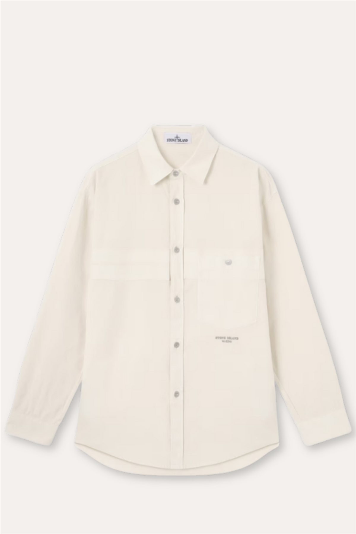 1200029 Regular-fit Overshirt With Stone Island Marina Embroidery Ivory