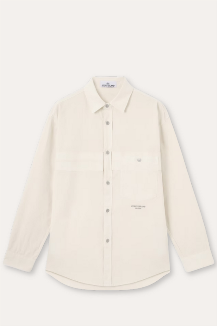 1200029 Regular-fit Overshirt With Stone Island Marina Embroidery Ivory