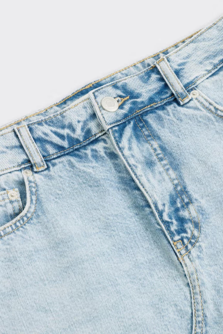 Denim Mini Skirt-Blue Washed