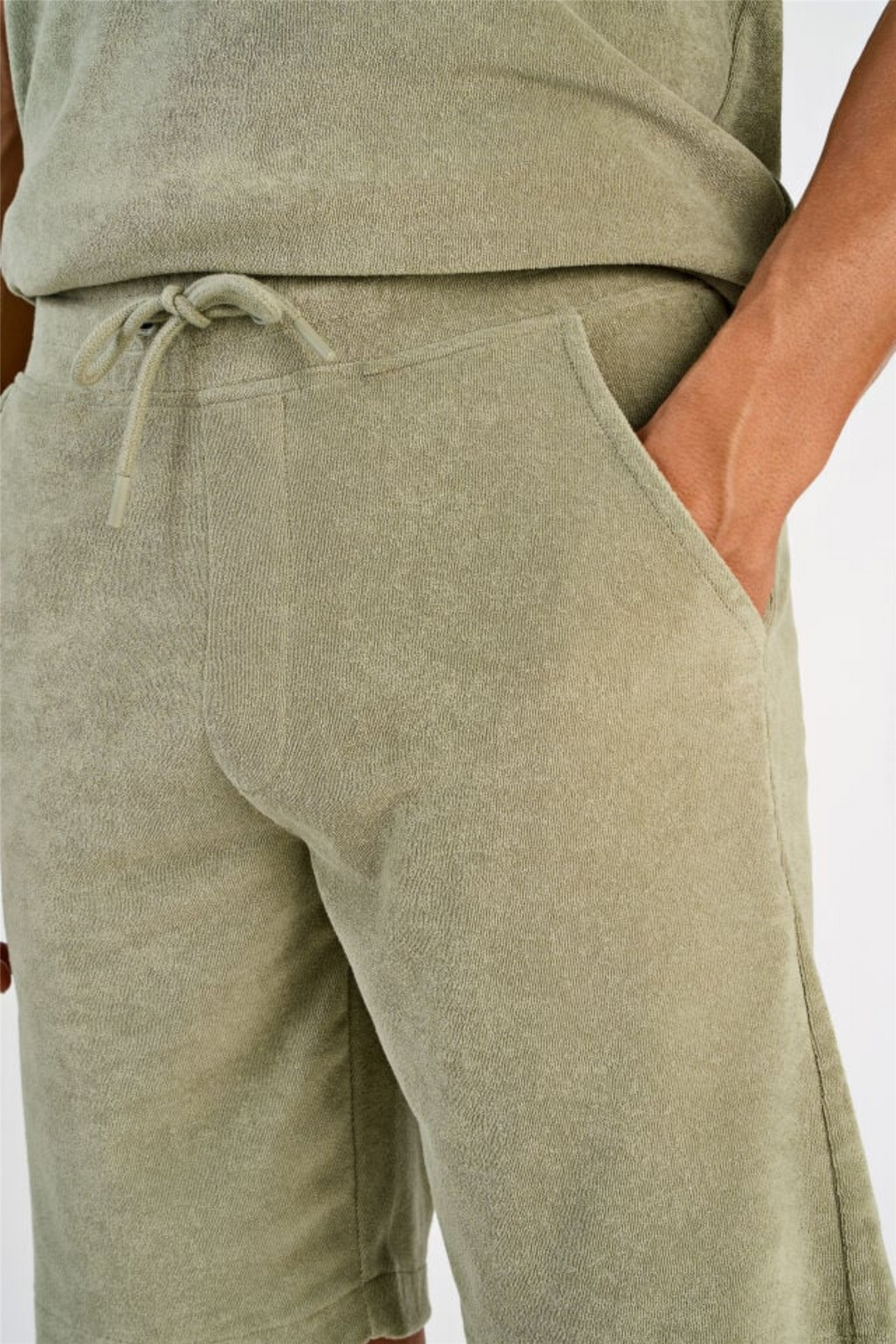 Towel Shorts W. Elastic Waist Dusty Olive