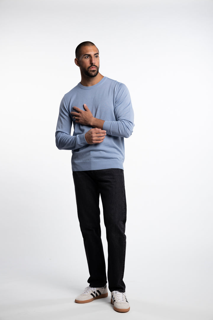 Keane Light Merino Crew Neck Rain Washed