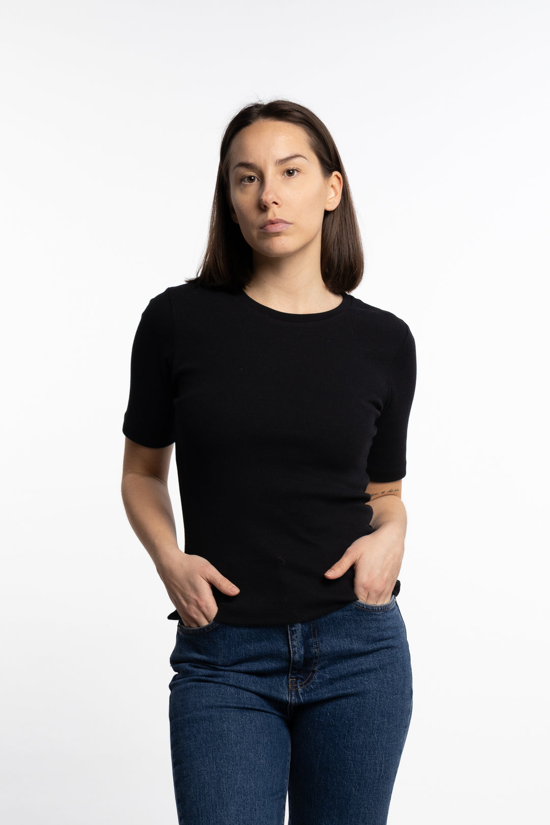 Pippa Rib Tee- Black
