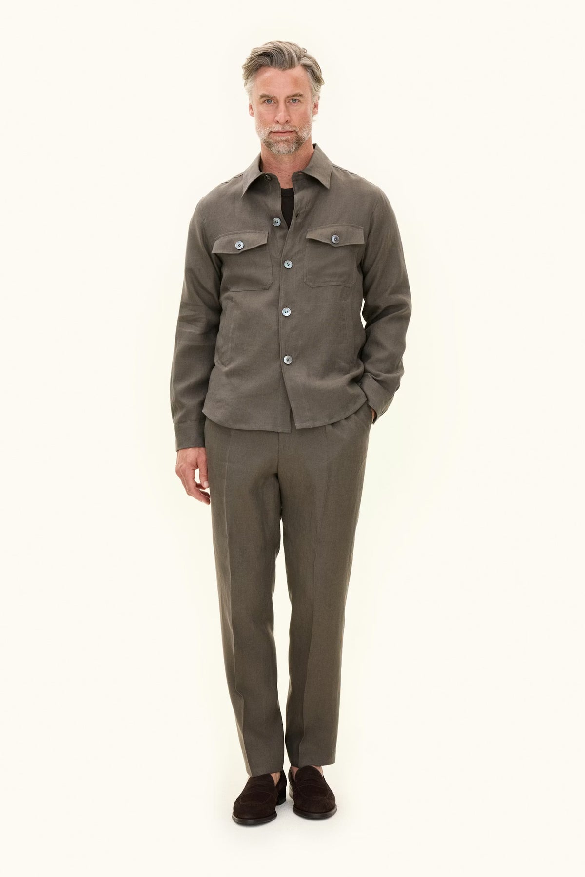 Maverick Linen Jacket Army Green