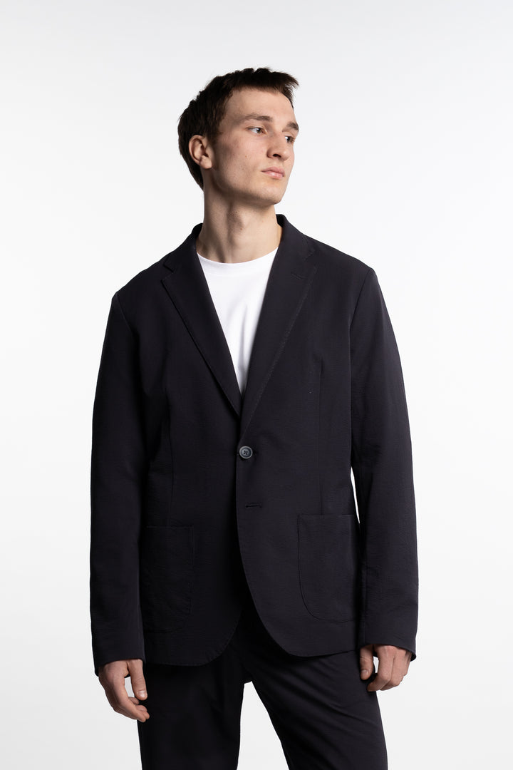 Seer-Crease Jacket Blue Navy