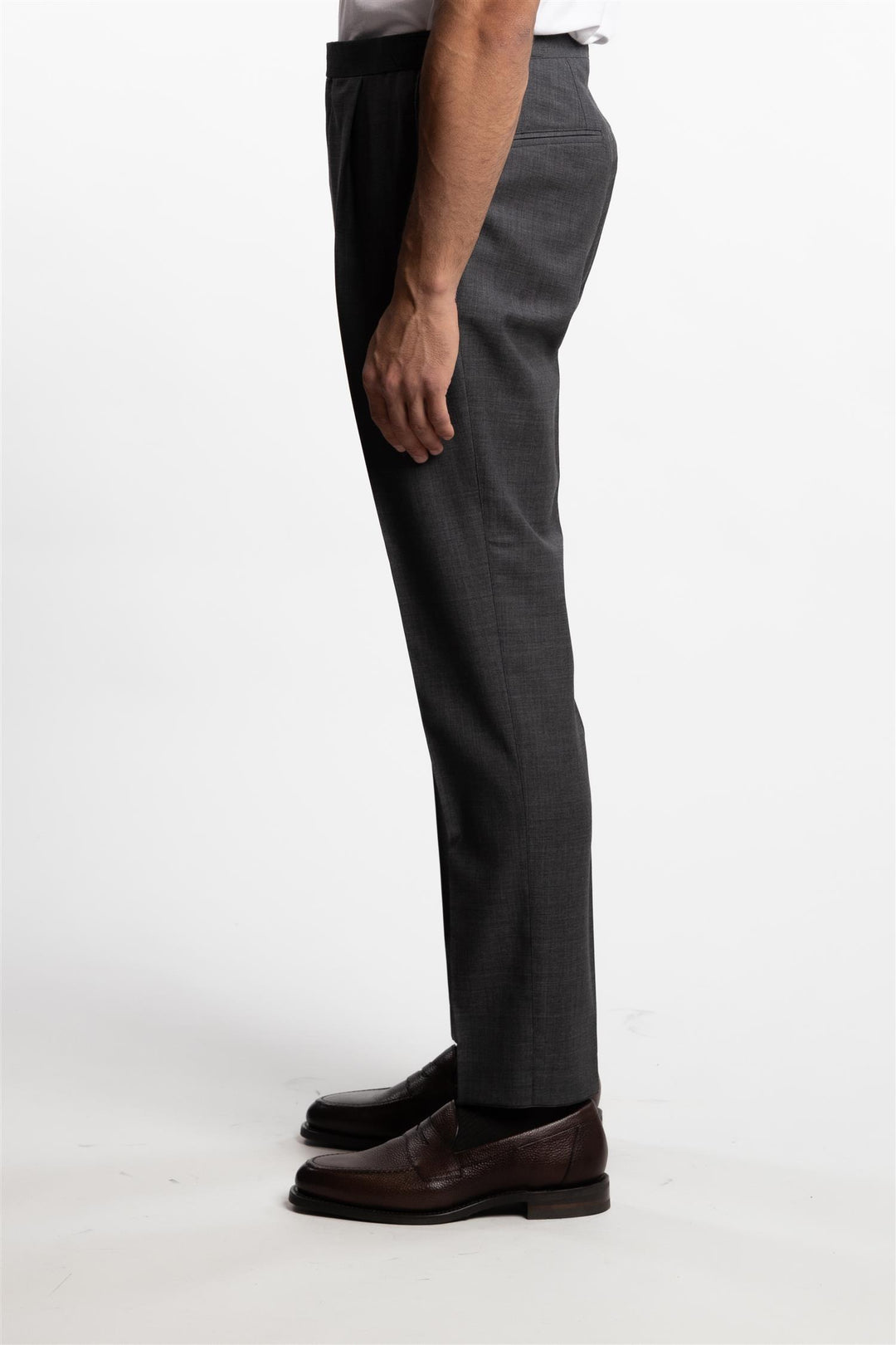 Prato Pleated Wool Trousers Grey Flannel