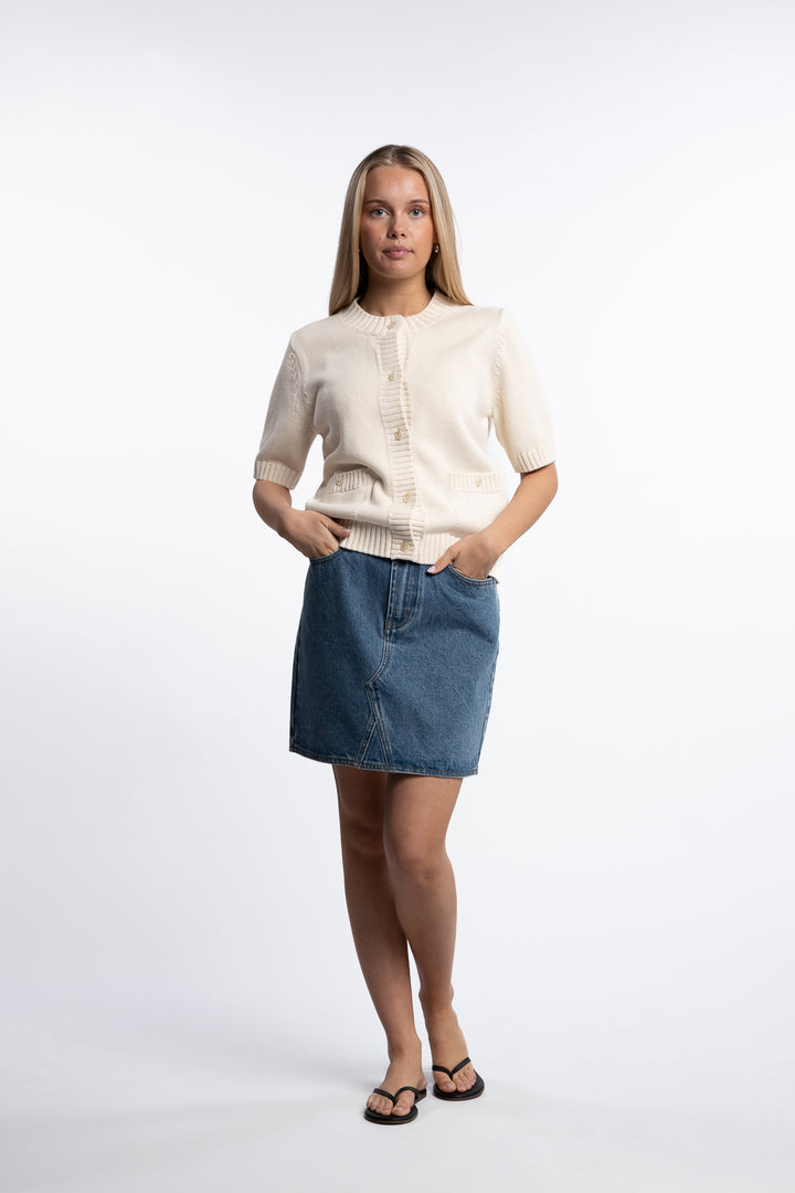 Heavy Cotton Cardigan Tee- Cream