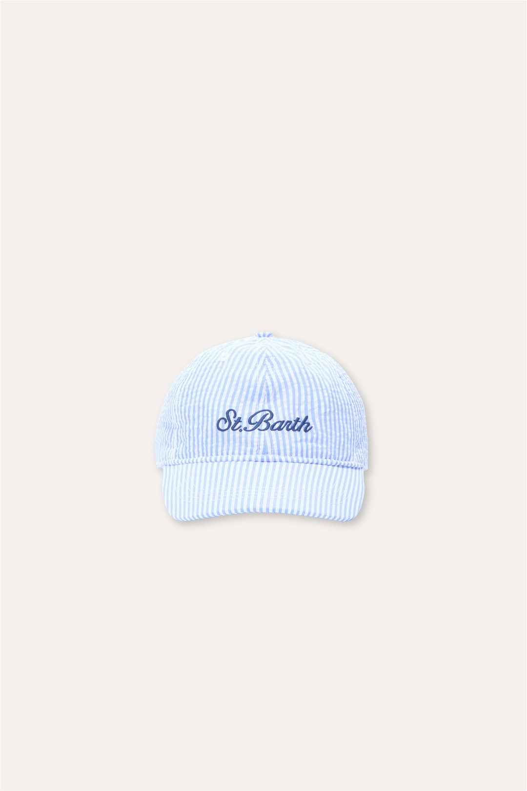 Seersucker Baseball Cap White/Blue Stripes