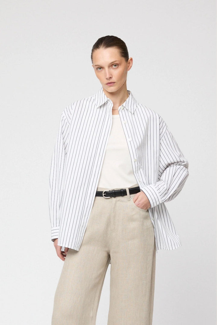 Poplin Workwear- Black White Stripe