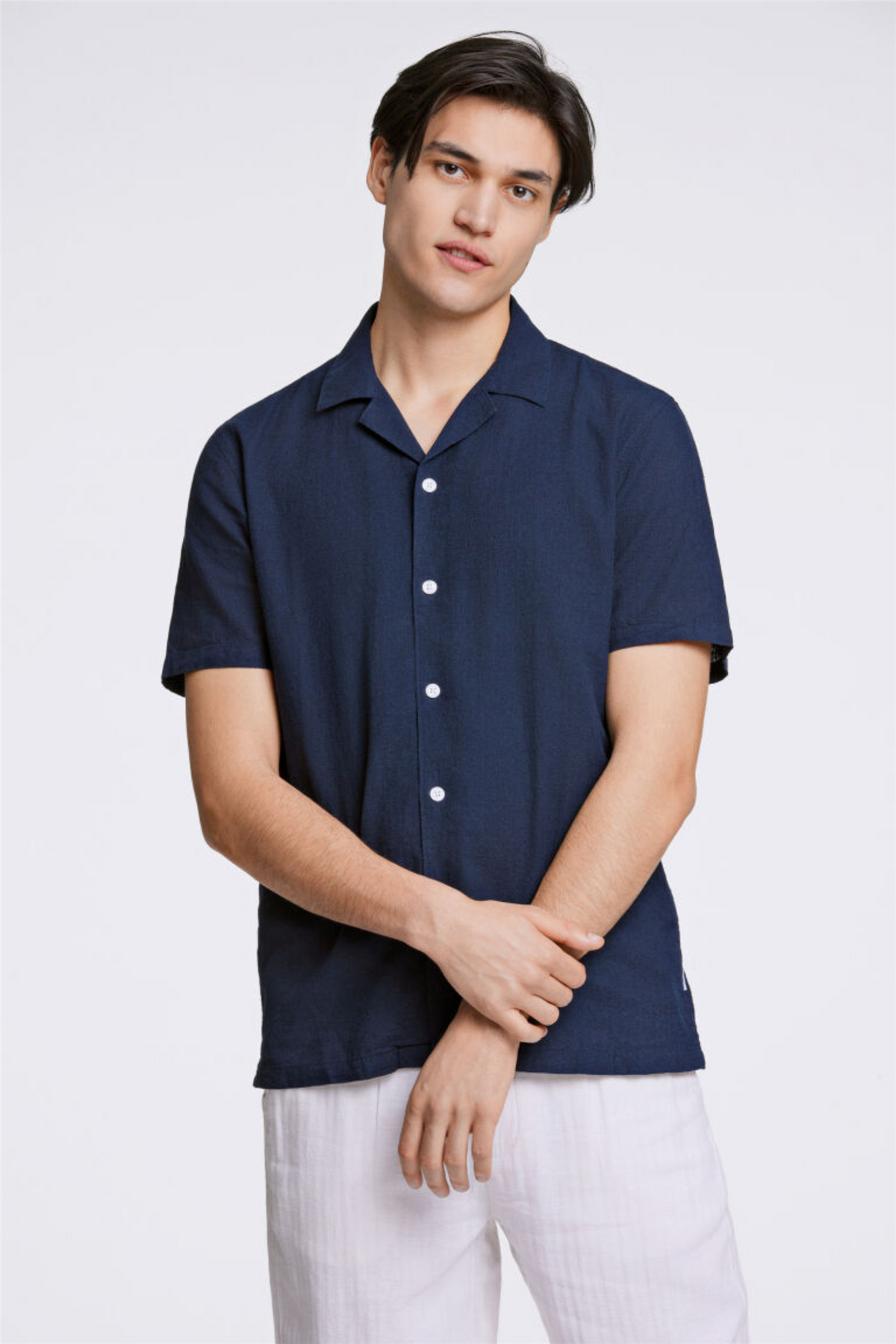 Casual Linen Blend Resort S/S Navy
