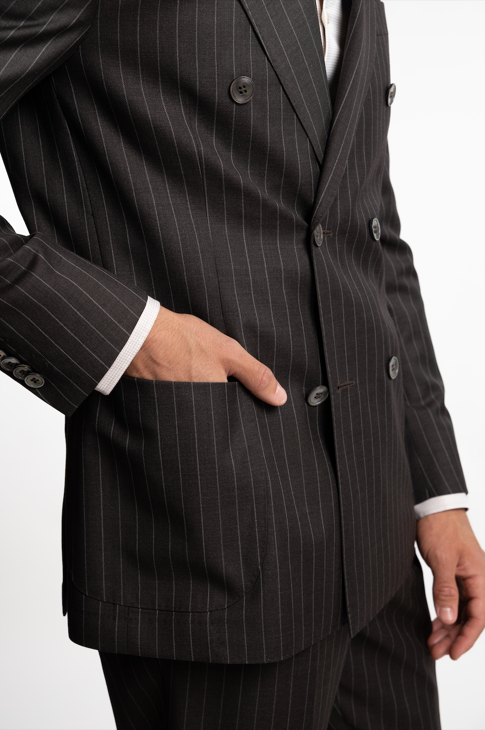 Vicenza DB Wool Blazer Dark Brown Pinstripe