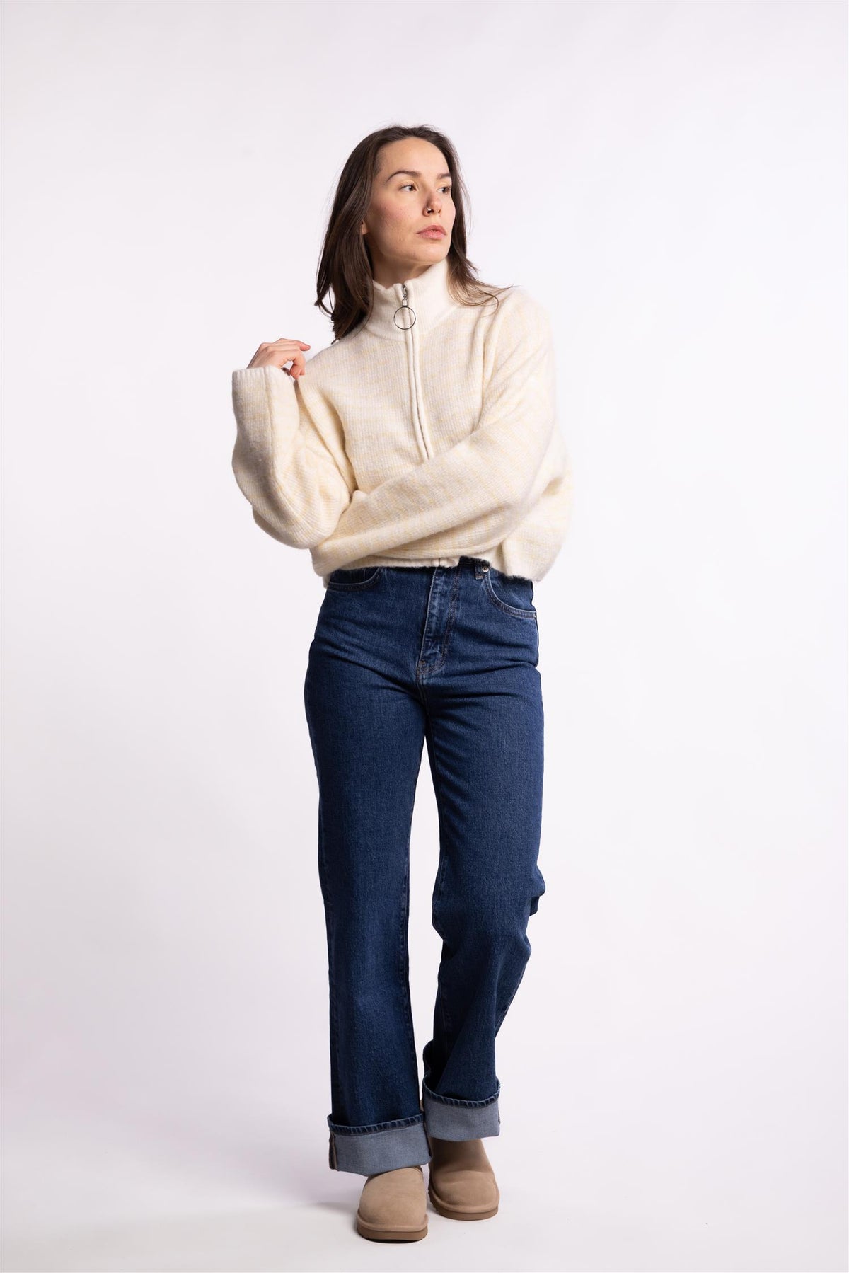 Tine Waflle Check Cardigan- Lt Yellow Mix