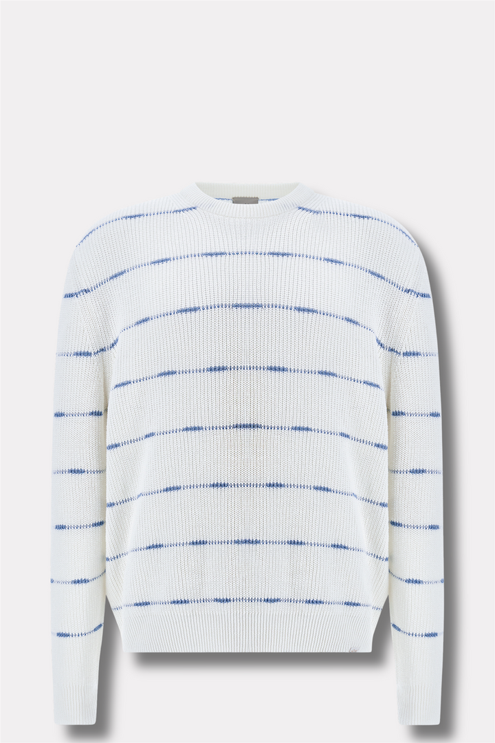 Crew-Neck Sweater Linen/Cotton Urukai With Striped Pattern