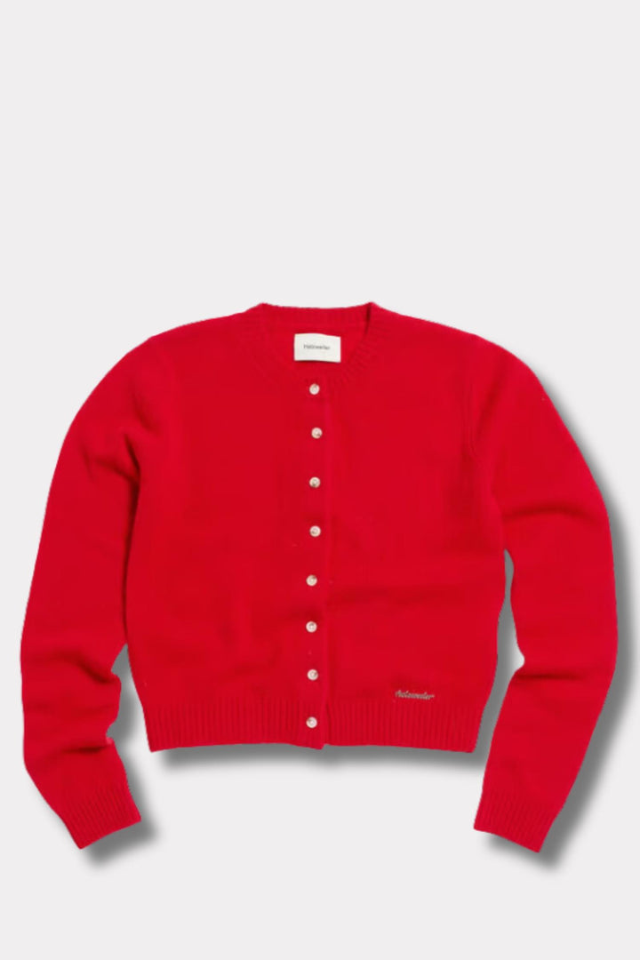 W. Cashmere Cardigan- Red