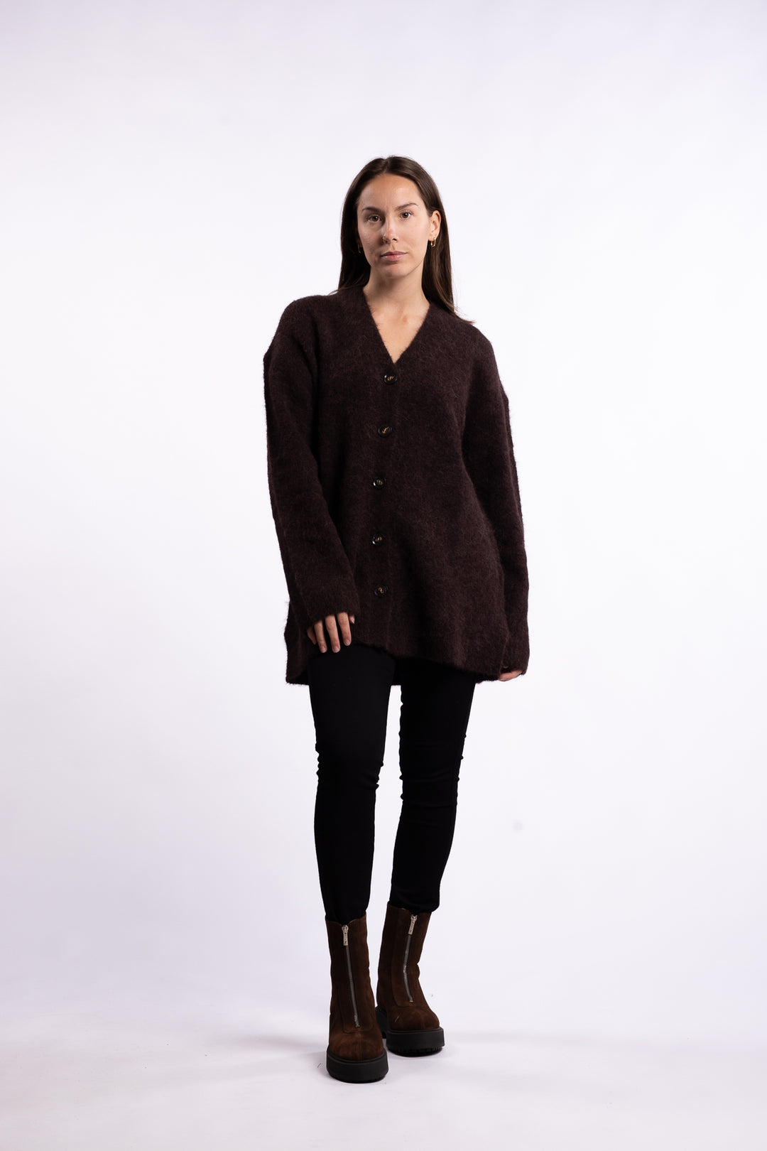 Paula Knit Cardigan - Dark Brown