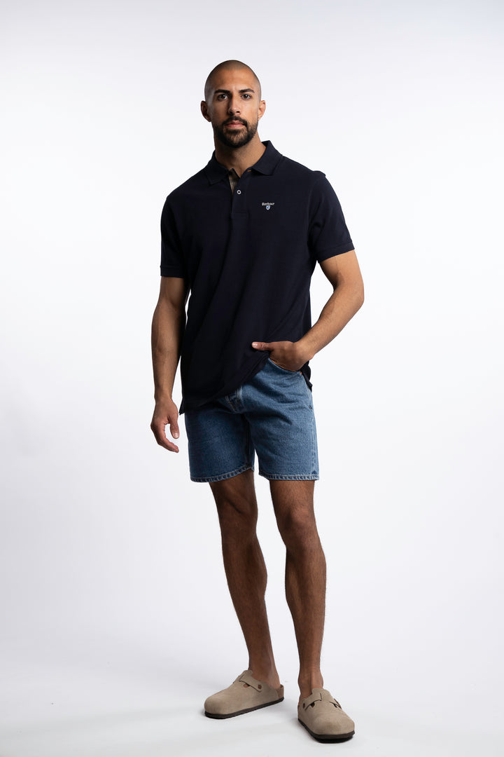 Tartan Pique Polo Shirt Navy