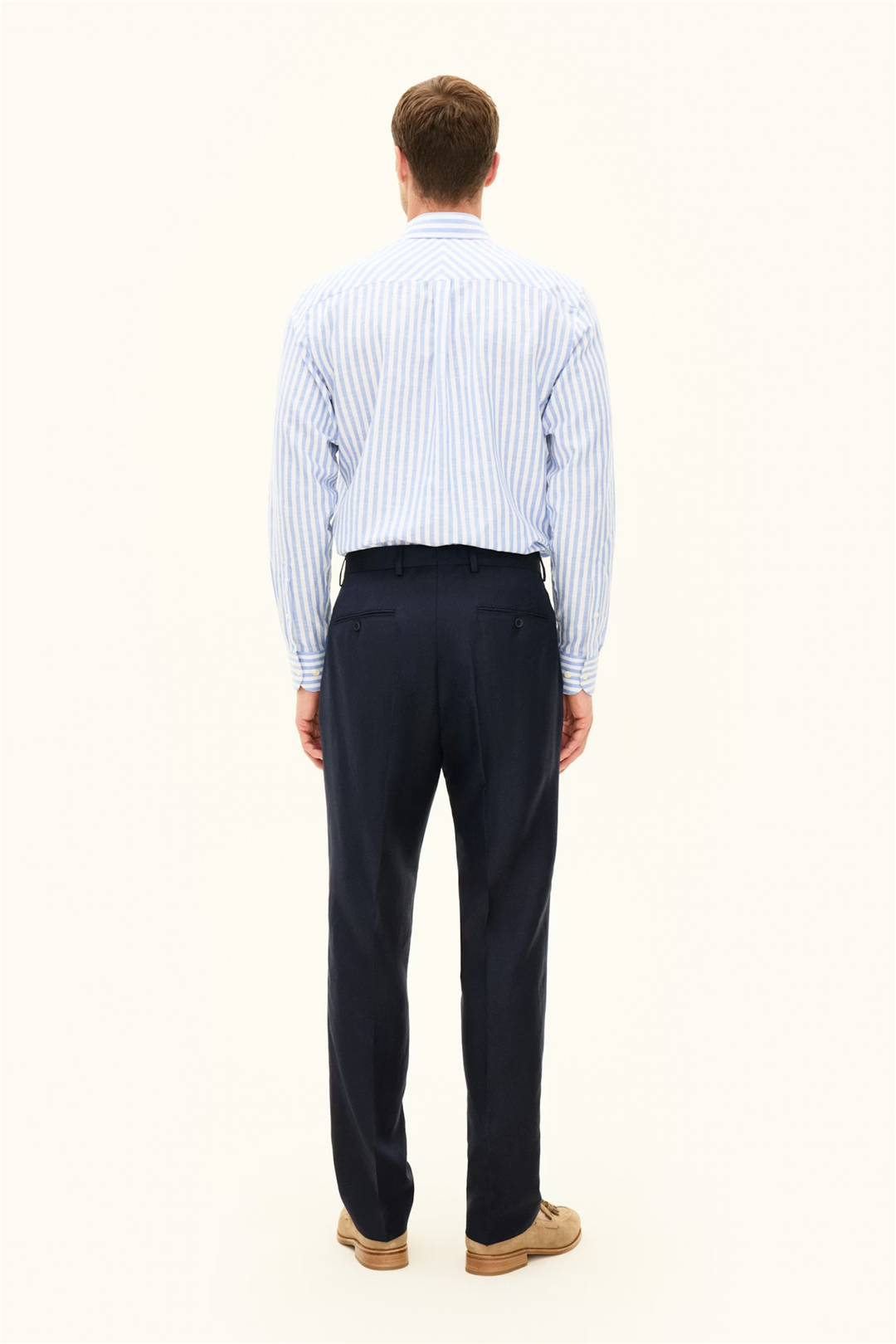 Del Regular Fit Wool/Linen Trousers Navy