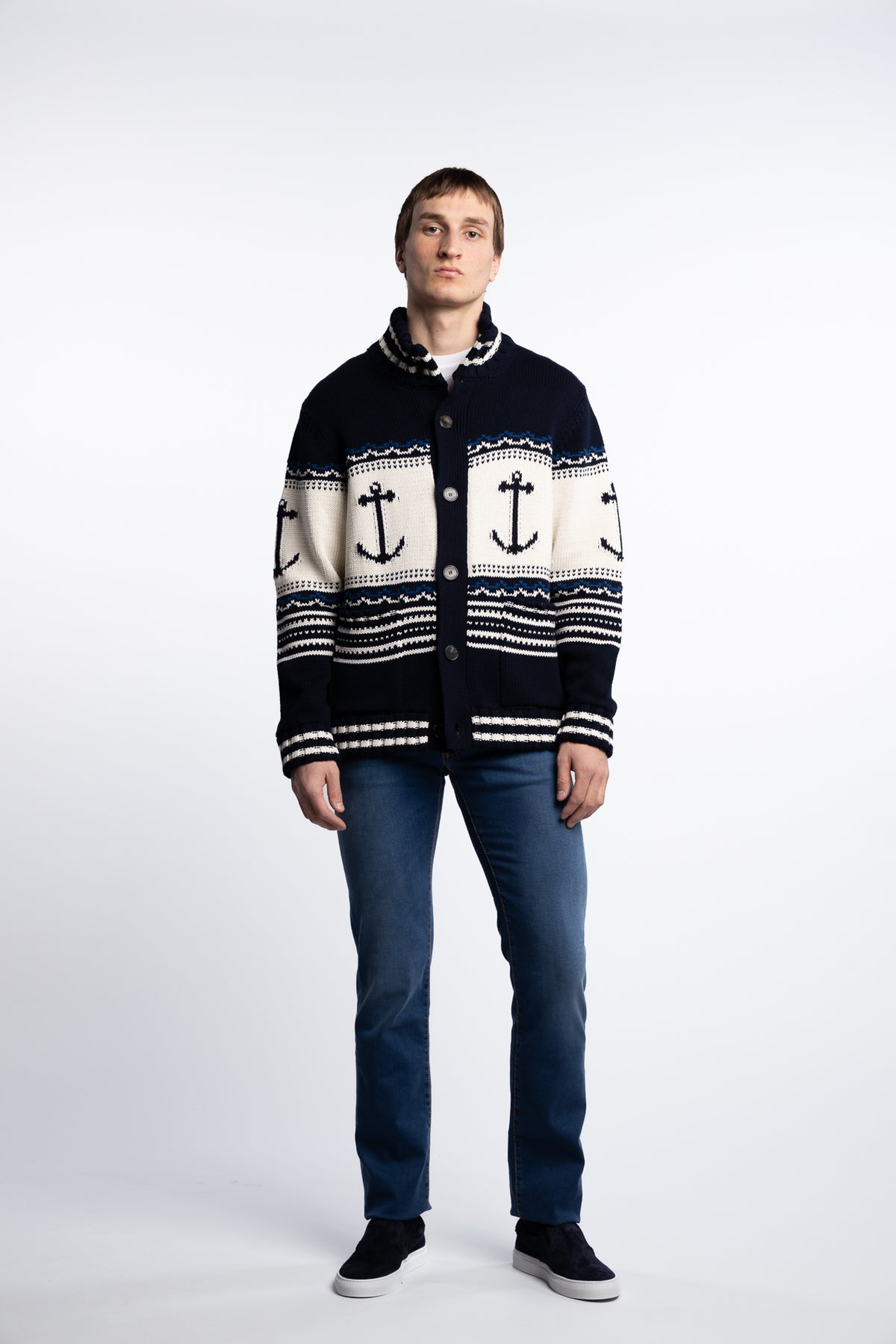 Knitted Resort Cotton Cardigan Navy