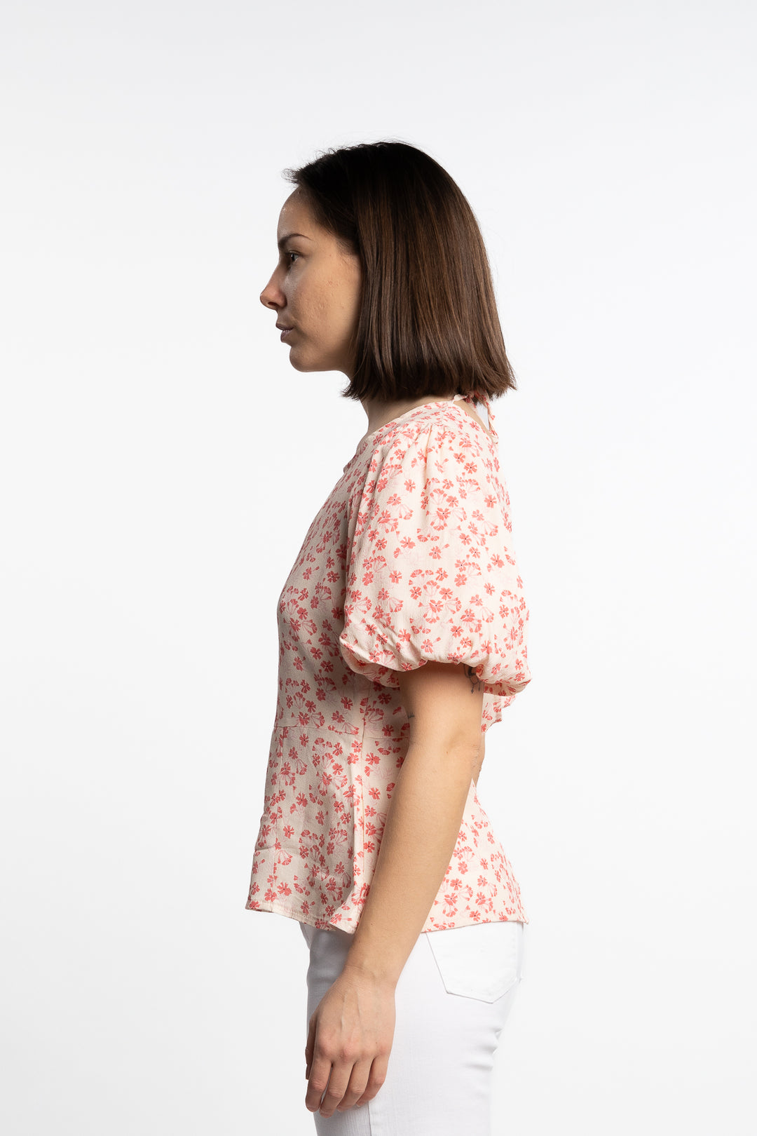 Athilda Blouse- Cream Pink Flower