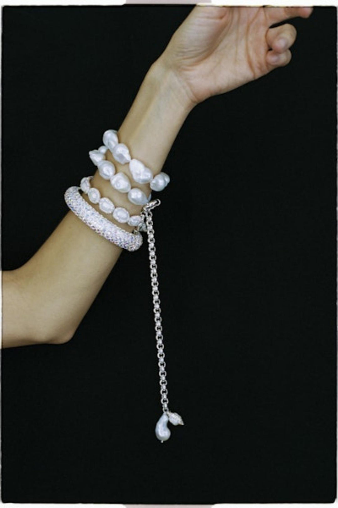 Pearl Drop Bracelet- Silver