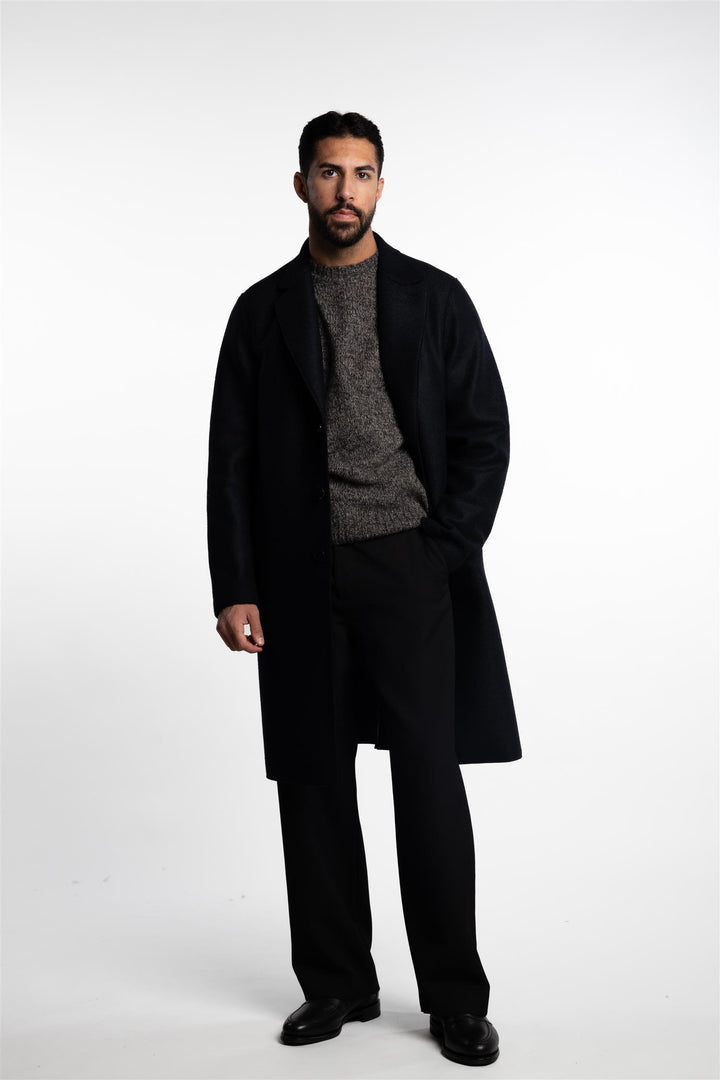 Overcoat Pressed Wool Dark Blue