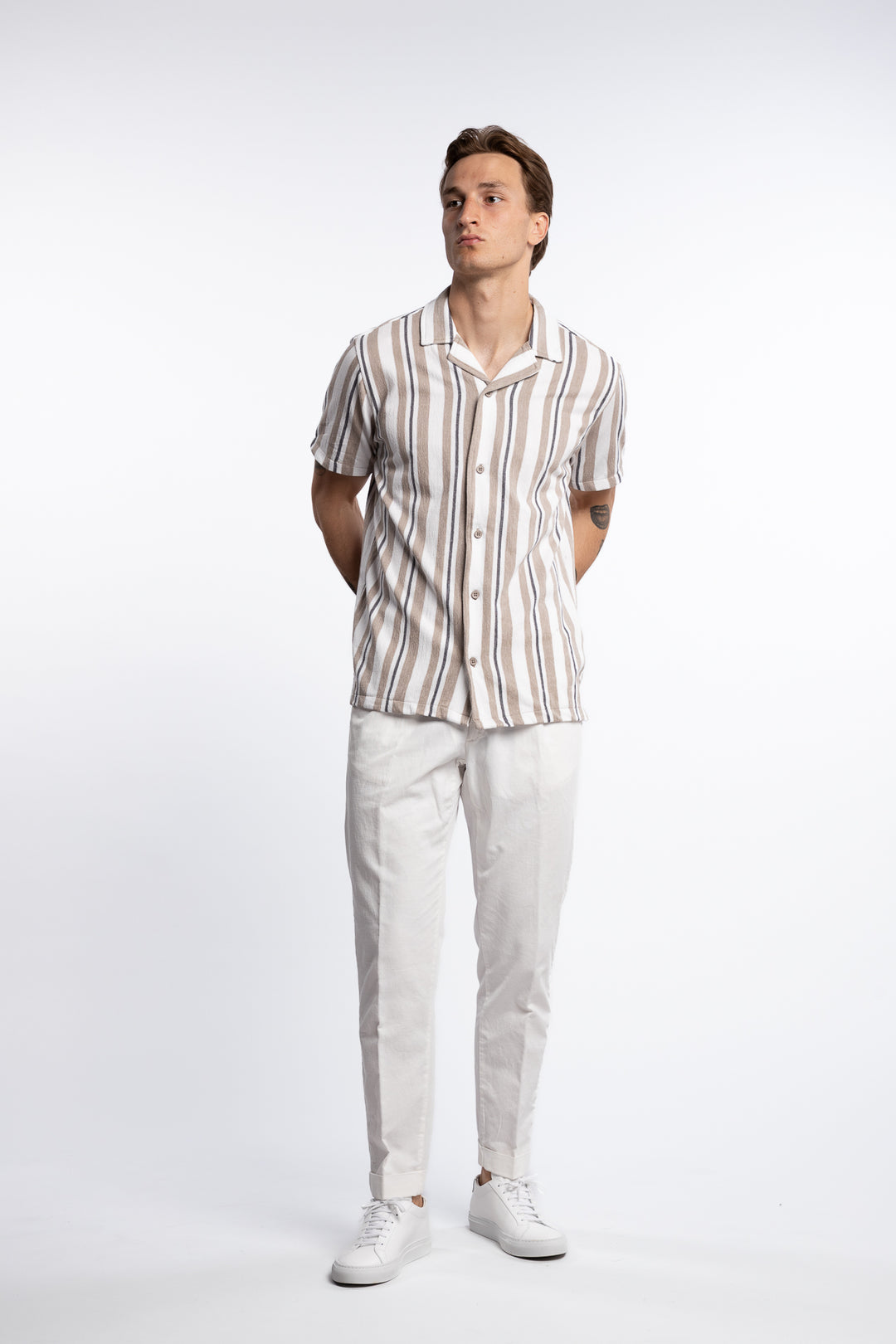 Knitted Resort Collar S/S Shirt Stone