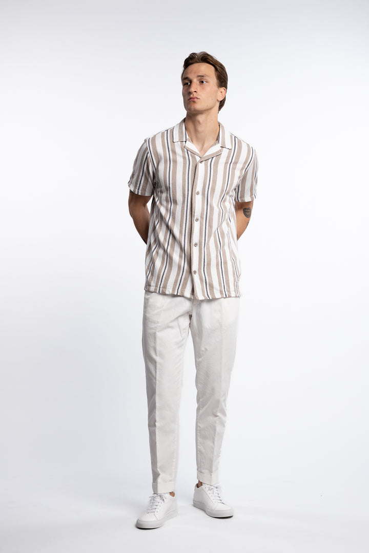 Knitted Resort Collar S/S Shirt Stone