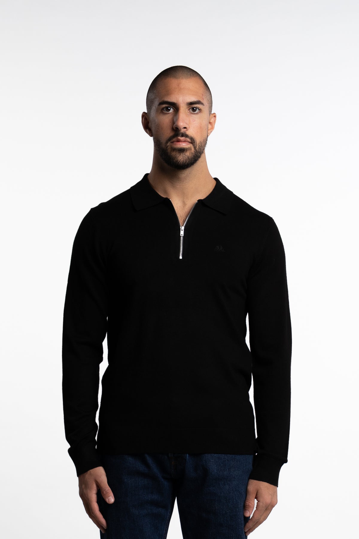 Ecovero LS Zip Polo Black