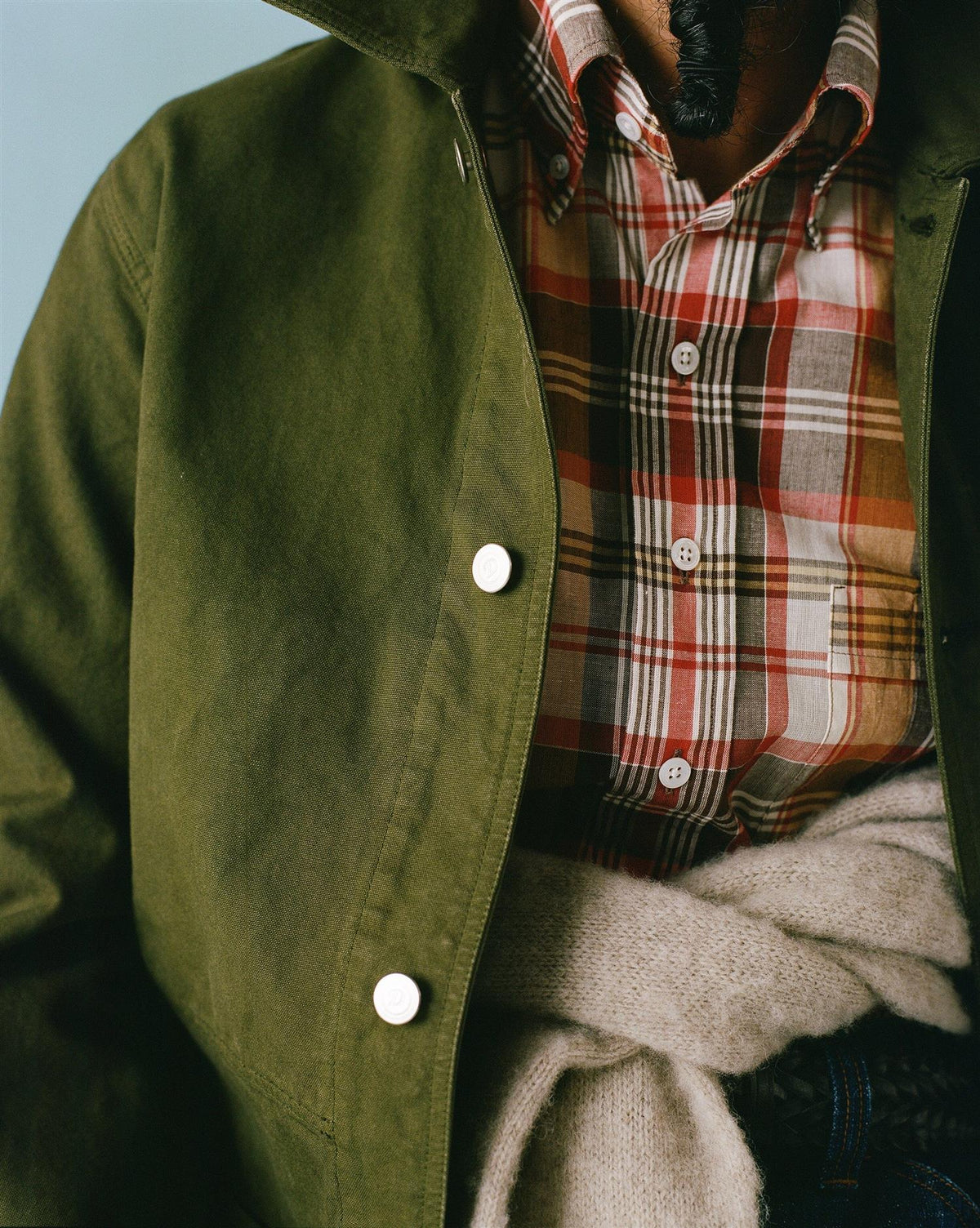 Cotton Duck Canvas Five-Pocket Chore Jacket Olive