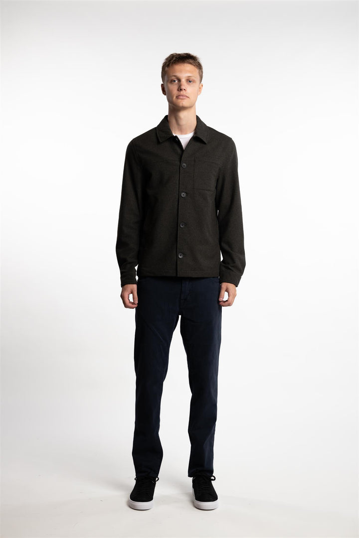 Cropped Length Overshirt Dark Army Melange