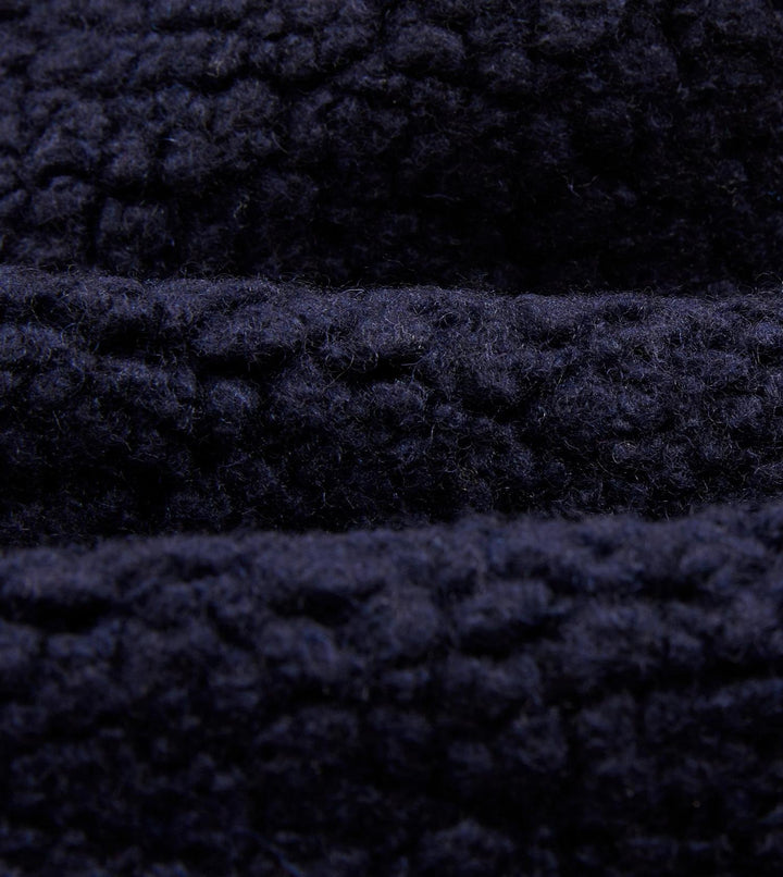 Boucle Wool Zip Fleece Jacket Navy