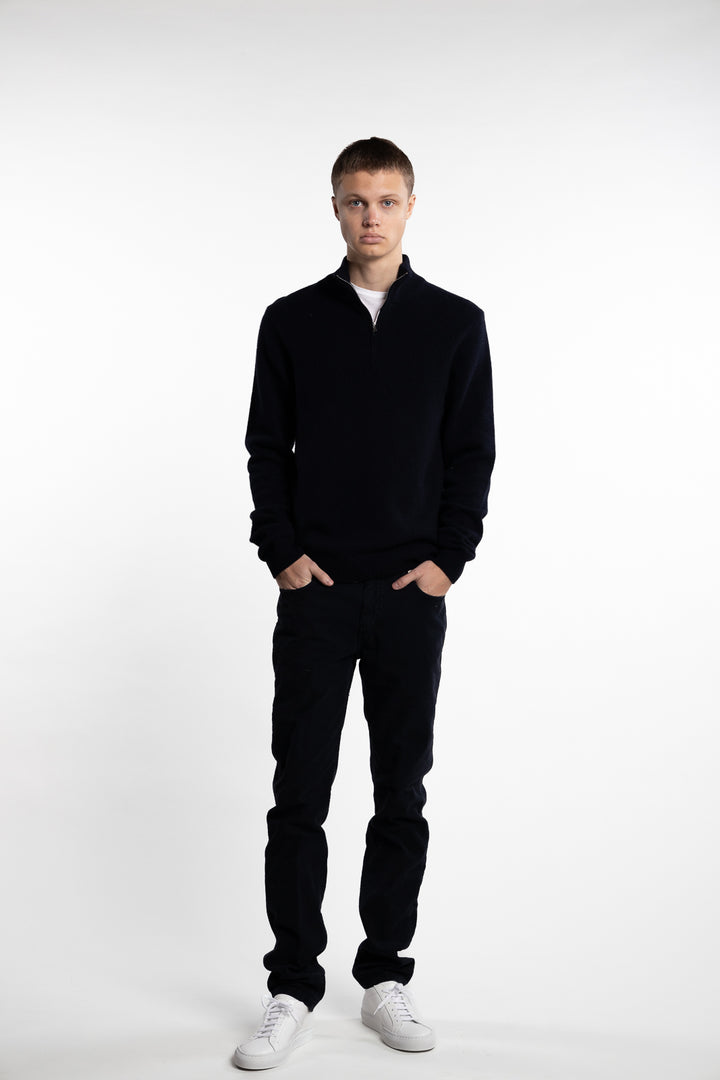 Karl Half-Zip Lambswool Knit Navy