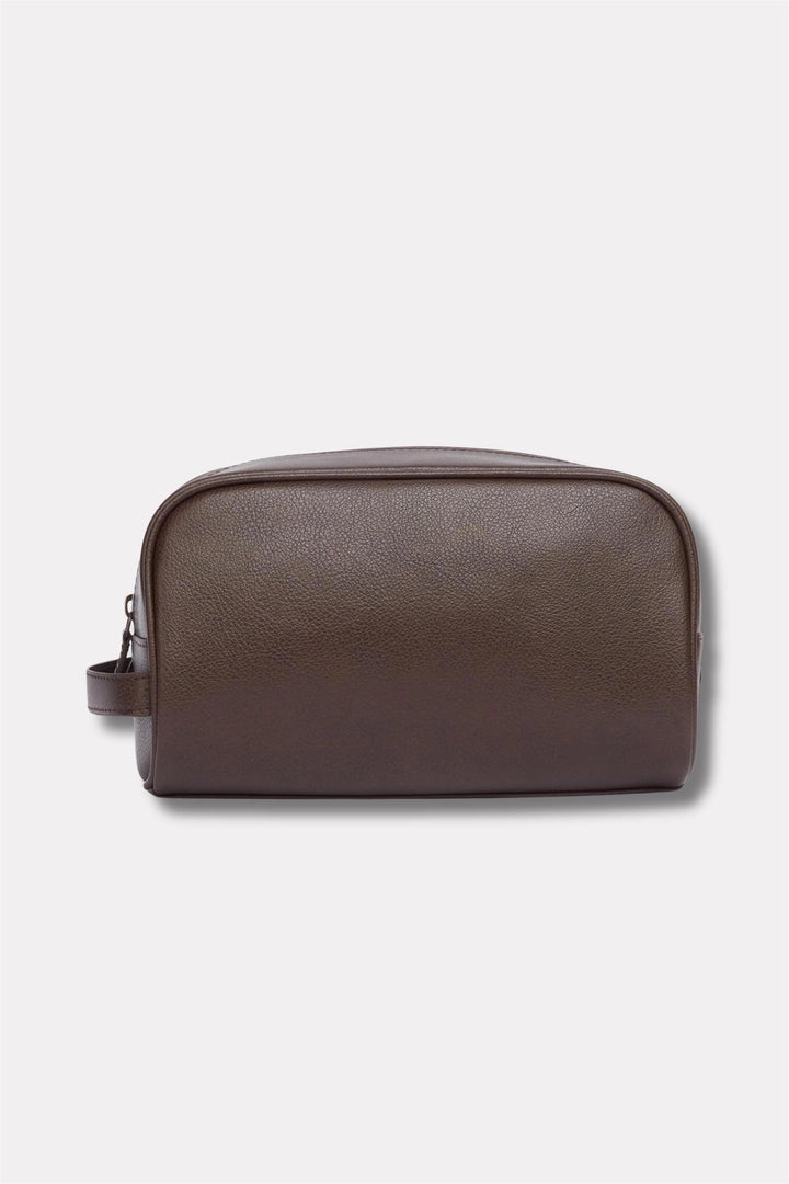 Leather Washbag Brown